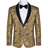 DiBanGu Mens Blazer One Button Shawl Lapel Tuxedo Sport Coat Casual Dress Suit Jacket for Men Wedding Party Prom