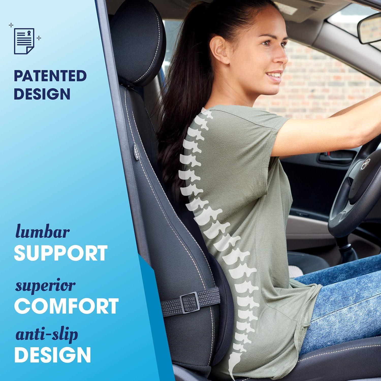 Car Seat Back Support Pillow RS13-S by Relax Support – Lumbar Cushion for Upper and Lower Back Pain Uses Special Patented Technology Has Unique Lateral Convex Orthopedic Shape for a Pain Free Back: Kitchen & Dining