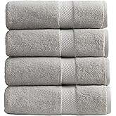 Springtree Home Grey Bath Towels Set of 4 | Classic Hotel Bath Towels | 100% Combed Cotton | Absorbent Quick-Dry Gray Towels for Bathroom | Oeko-TEX® Standard 100 Cotton | Cynewski Collection - Grey