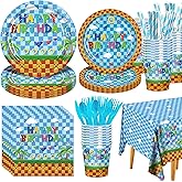 Hedgehog Birthdays Party Supplies Tableware Kit - 161Piece Video Game Kids Party Decorations with Thrilling Hedgehog Plates, 