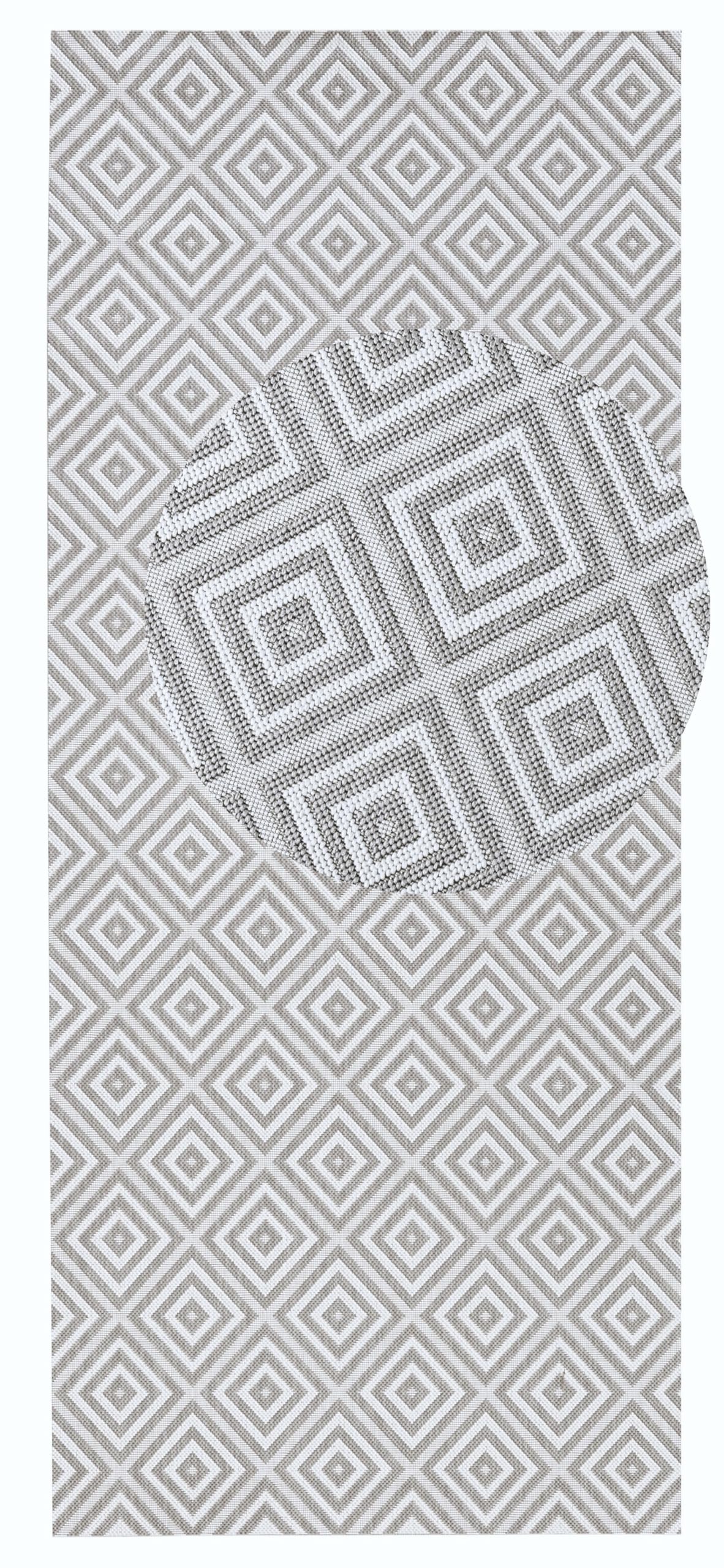 NORTHRUGS Indoor and Outdoor Rug Checked 80 x 200 cm - Weatherproof Modern Geometric Pattern Checked Allover Design Runner for Balcony Patio Garden Conservatory Living Room Rug Waterproof in Grey — image 1