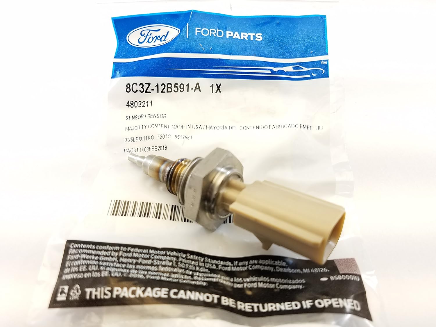 Ford Egr System Temperature Sensor, Part Number 8C3Z12B591A