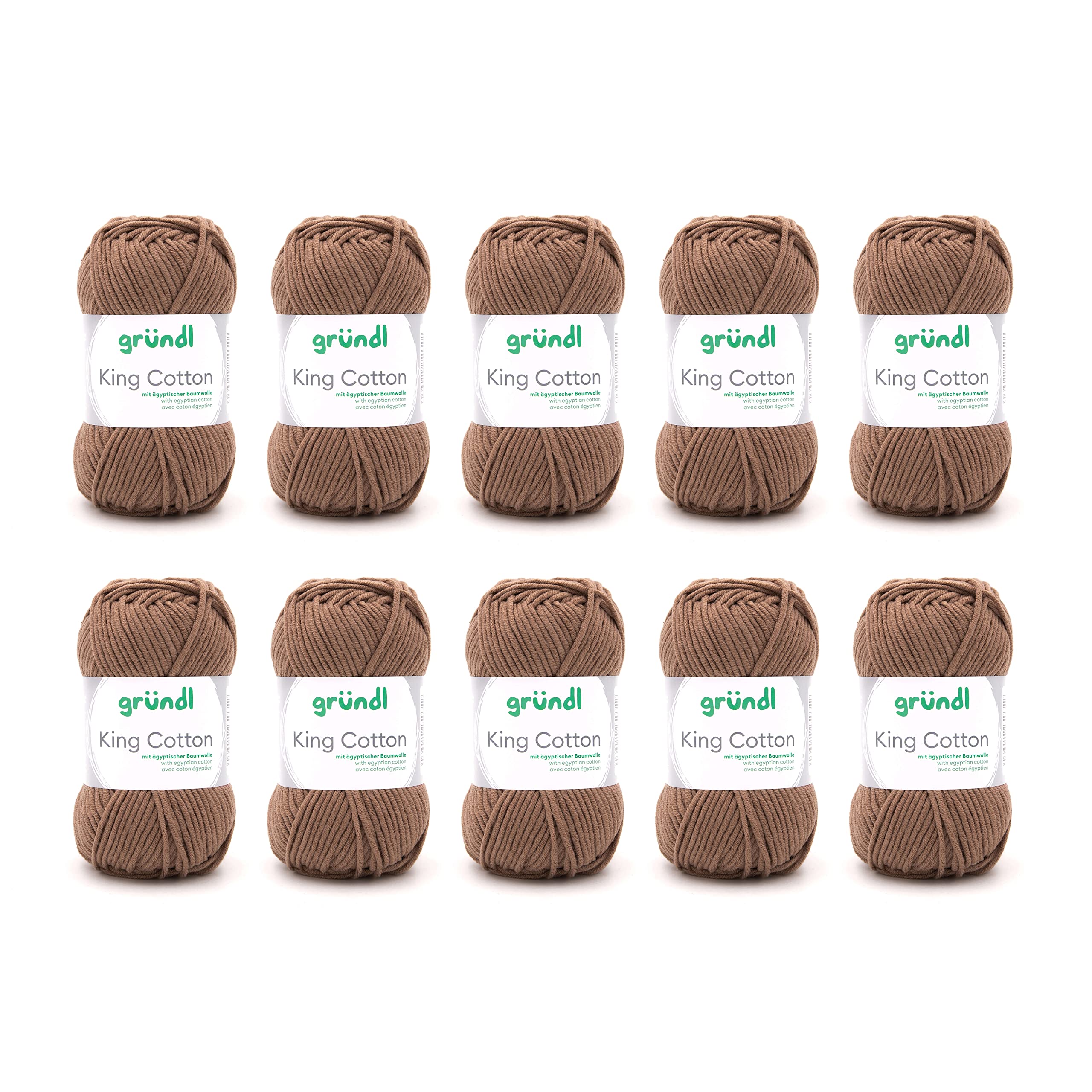 Gründl Wool King Cotton - Thick Wool for Knitting - Knitting Yarn - Crochet Yarn - Soft and Skin Friendly - 55% Polyacrylic, 45% Cotton - 10 Balls 50 g / 78 m - Needle Size 6-7 - Teddy — image 1