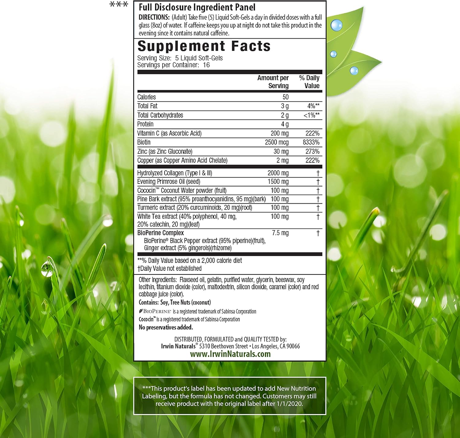Irwin Naturals Deep Tissue Collagen-Pure with Coconut Water - Intensive Skin Nourishment - 80 Liquid Softgels: Health & Personal Care