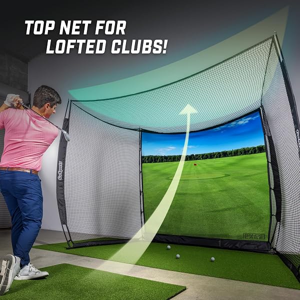 GOSPORTS RANGE CAGE 10 FT X 8 FT GOLF PRACTICE HITTING NET WITH IMPACT SCREEN