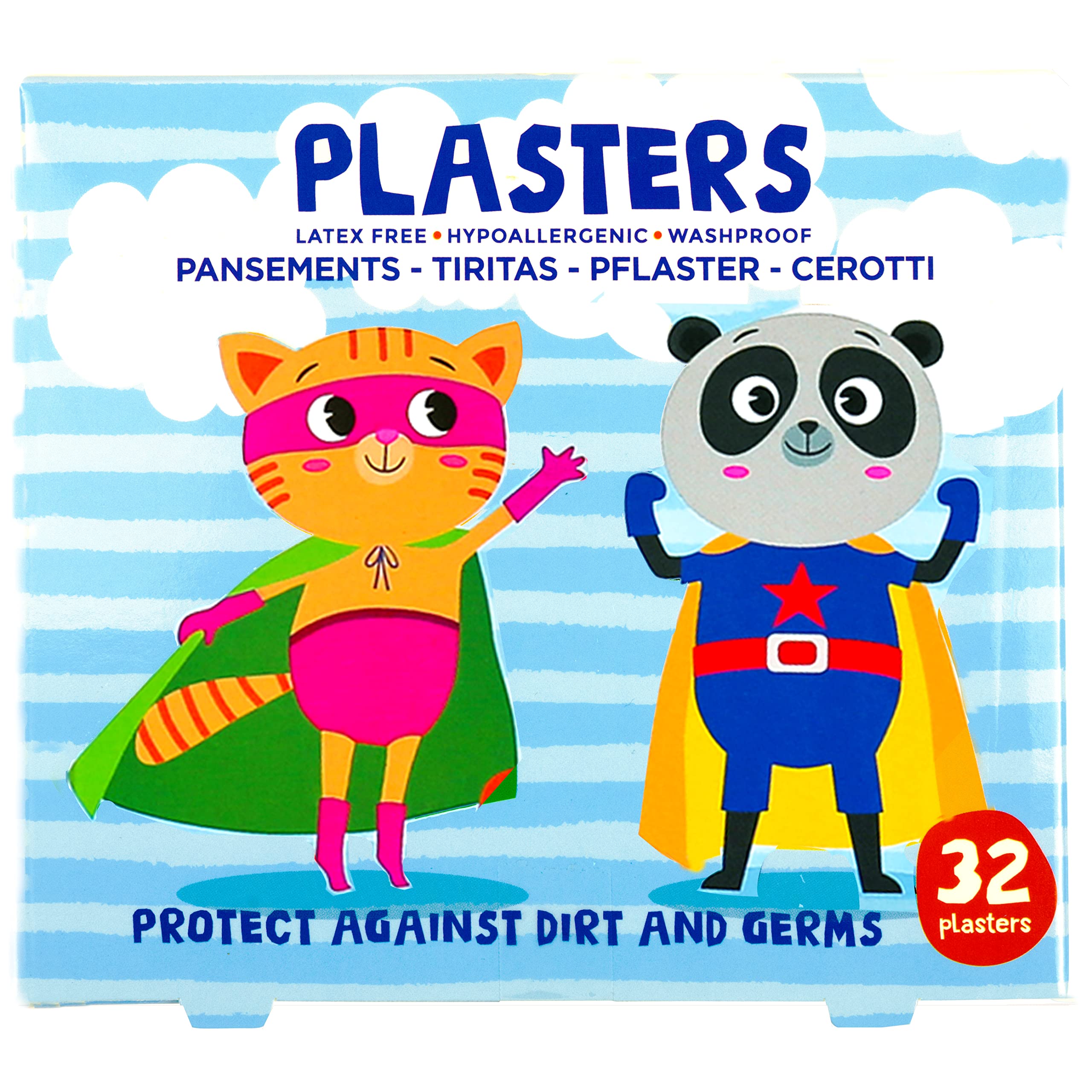Superhero Plasters for Kids (Latex Free/Hypoallergenic/Washable Plasters) 32 Count (Pack of 1)