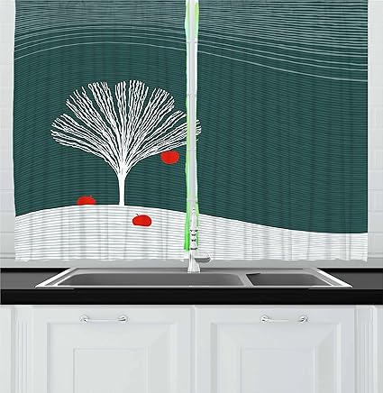 Amazon Com Lunarable Apple Kitchen Curtains Abstract Art