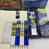 Simind 2 Gift Boxes 8 Starry Night Pens Office Supplies Van Gogh Pen Gifts Black 0.5mm Pens Fine Point Smooth Writing High-End Series Retractable for Journaling School Supplies