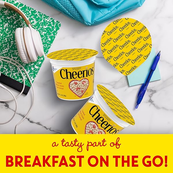 CHEERIOS BREAKFAST CEREAL CUP, GLUTEN FREE, SINGLE SERVE CEREAL, 1.3 OZ