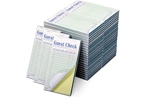 FMP Brands Double Part Guest Check Pads for Restaurants, Server Note Pads Total 2500 Sheets (50 Pads), Perforated 2 Part Carbonless Copy Check Book for Bars, Cafes and Restaurant Orders