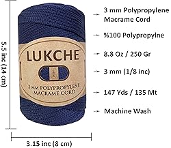 Lukche 3mm Premium Polyester Macrame Cord 2 Skein