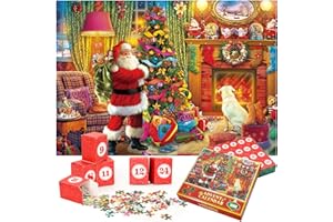 PUZPIICE Puzzles Advent Calendar 2024 - 1008 Pieces Christmas Jigsaw Puzzles Christmas Countdown Calendars Xmas 24 Boxes Christmas Jigsaw Puzzle Advent Calendar for Kids and Adults, Home Decoration, Countdown to Christmas