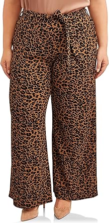 plus size leopard print trousers