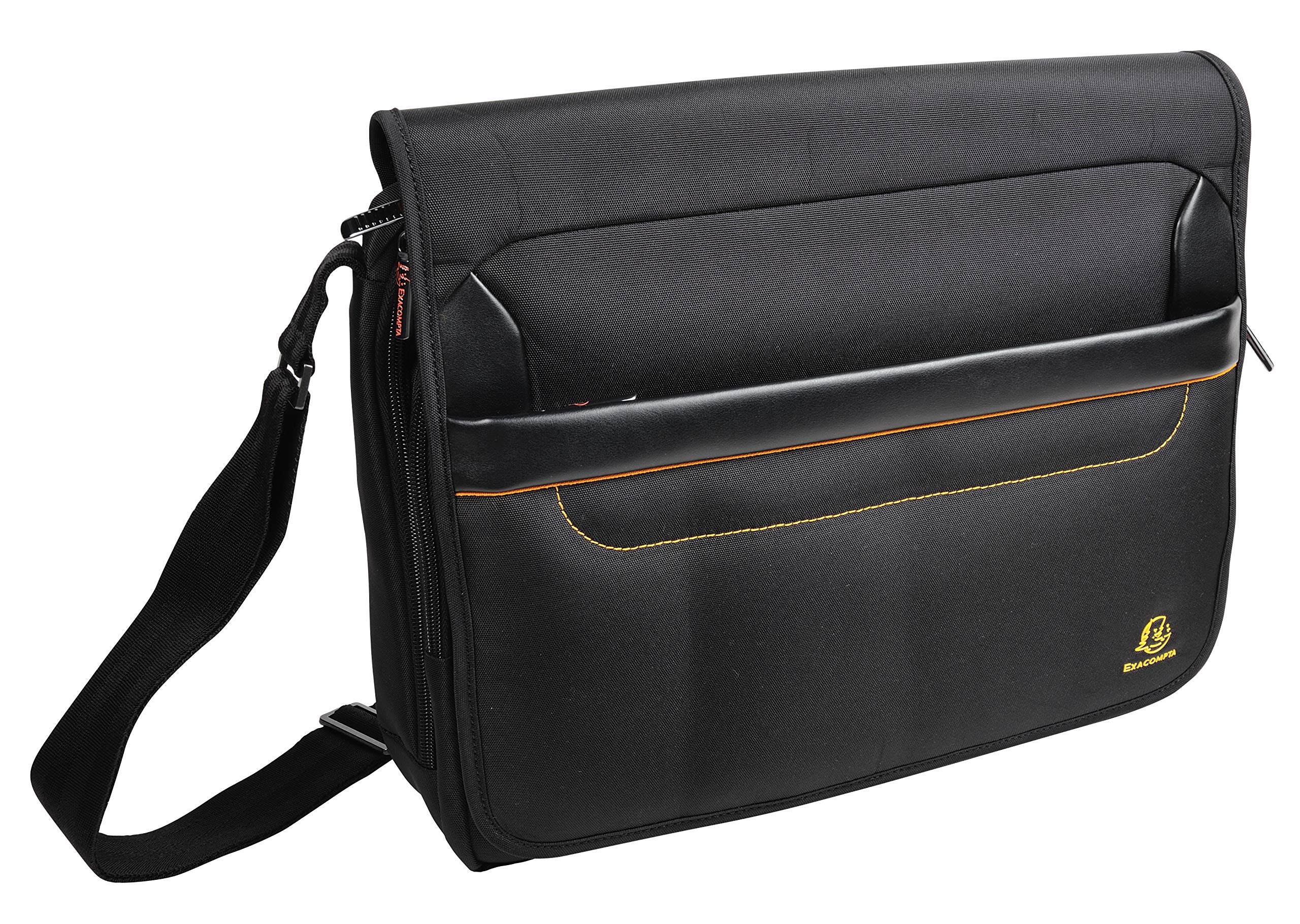 Exacompta - Ref 17234E - Exactive Laptop Case - 380 x 305 x 100mm in Size, Padded Compartment for a 14" Laptop or Tablet, Hardwearing Polyester - Black & Orange