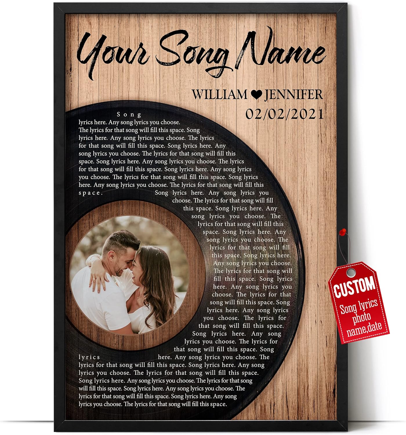 Wall Décor - H-DEWALL Customized Song Lyrics Canvas Framed Gifts For Him Perfect Song Sentimental Decor Personalized Music Poster Photo Boyfriend Gifts From Girlfriend Paintings Inspirational Wall Art (Couples Gifts For Him)