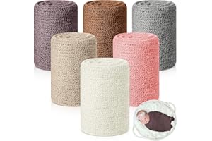 Tudomro 6 Pcs 15.8 x 59'' Newborn Baby Stretch Wraps Set 6 Colors Baby Photography Props Unisex Newborn Long Ripple Wrap Photo Blanket for Girl Boy Christmas DIY Photography(Fresh Color)