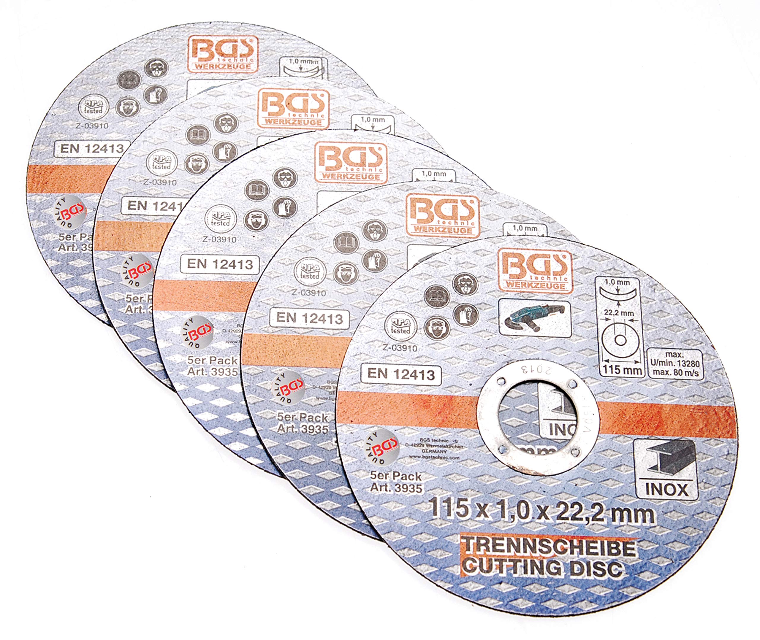 BGS 3935 | Cutting Discs for Stainless Steel | Ø 115 x 1.0 x 22.2 mm | 5 pcs.