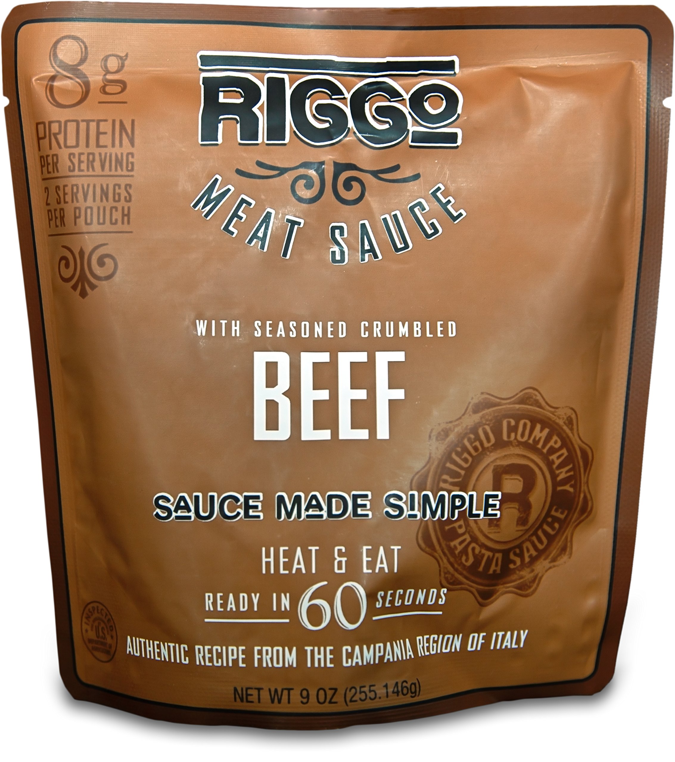 RIGGO Pasta Sauce with Meat 8 Keto Friendly Packets (2 Servings Italian Sausage