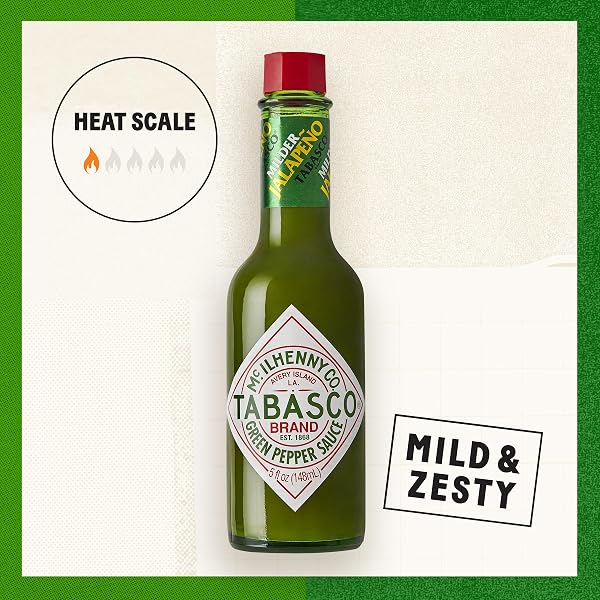 TABASCO BRAND GREEN JALAPENO PEPPER SAUCE, MILD HOT SAUCE, BULK PLASTIC JUG, BALANCED JALAPENO SAUCE, PERFECT FOR LARGE RECIPES, GREAT ON MEXICAN DISHES & MORE, 64 FL OZ (PACK OF 1)