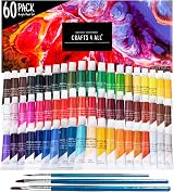 Crafts 4 ALL 60 Acrylic Paints Set for Canvas Wood Ceramic Fabric Non-Toxic