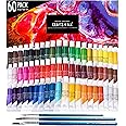 Acrylic Paint Set for Adults and Kids - 60 Pack of 12mL Paints with 3 Art Brushes, Non-Toxic Craft Paint for Easter Eggs, Ceramic Rock Paint - Art Supplies