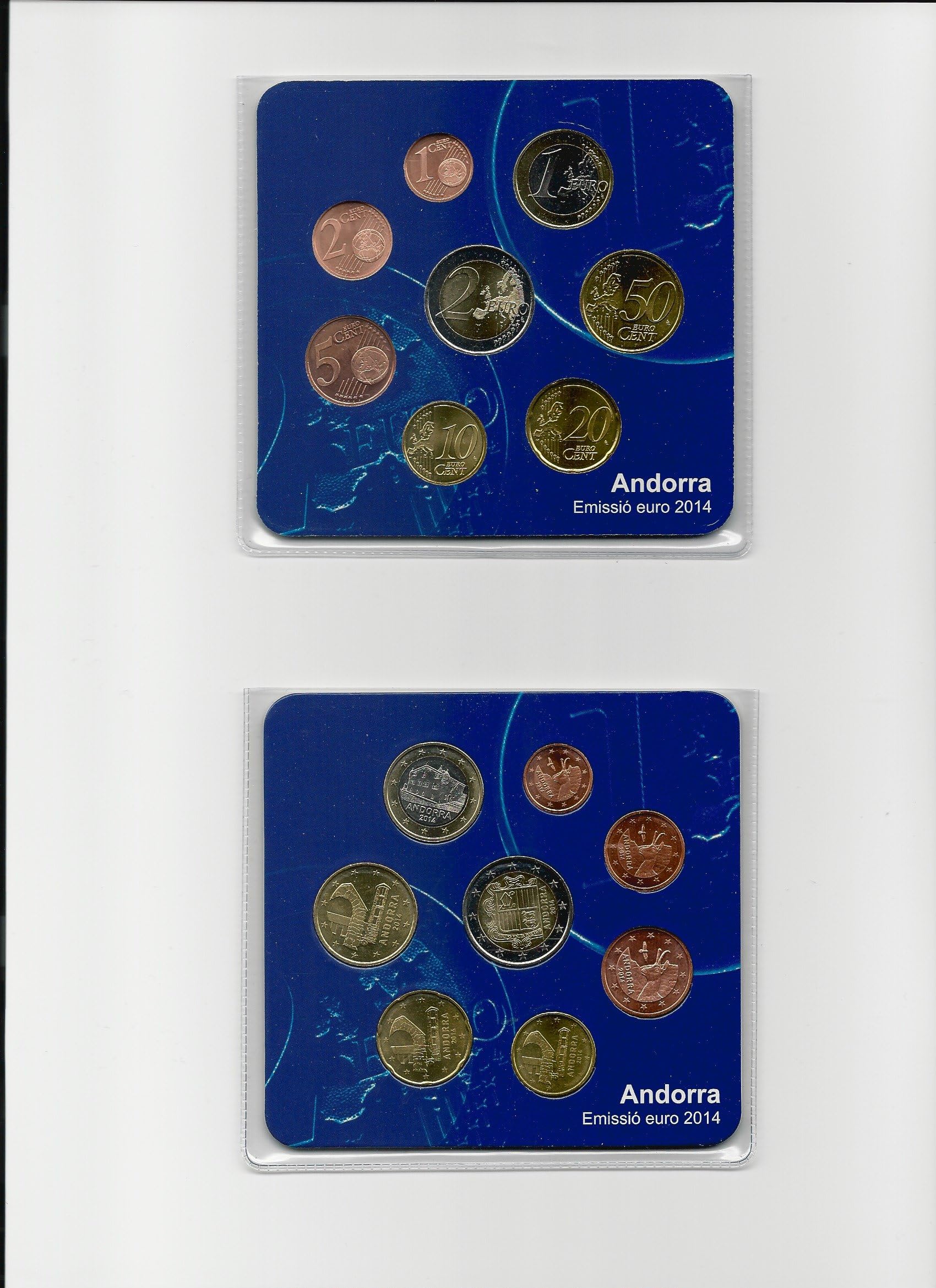 *Andorra BU Original Starter Kit 2014 Euro KMS 1 Cent, 2 Cent and 5 Cent, 10 Cent, 20 Cent and 50 Cent, 2 Euro 1, first Euro to be A Sought-After rarity, Collectable high Wertsteigerung expected