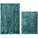 Bathroom Rug Bath Mat Dark Teal Set of 2 Piece Non Slip Super Absorbent Water Bath Rugs,Ultra Soft Super Cozy Velvet Chenille Bath Mats for Bathroom Floor,Tub,Shower,20x32+16x24 Inch