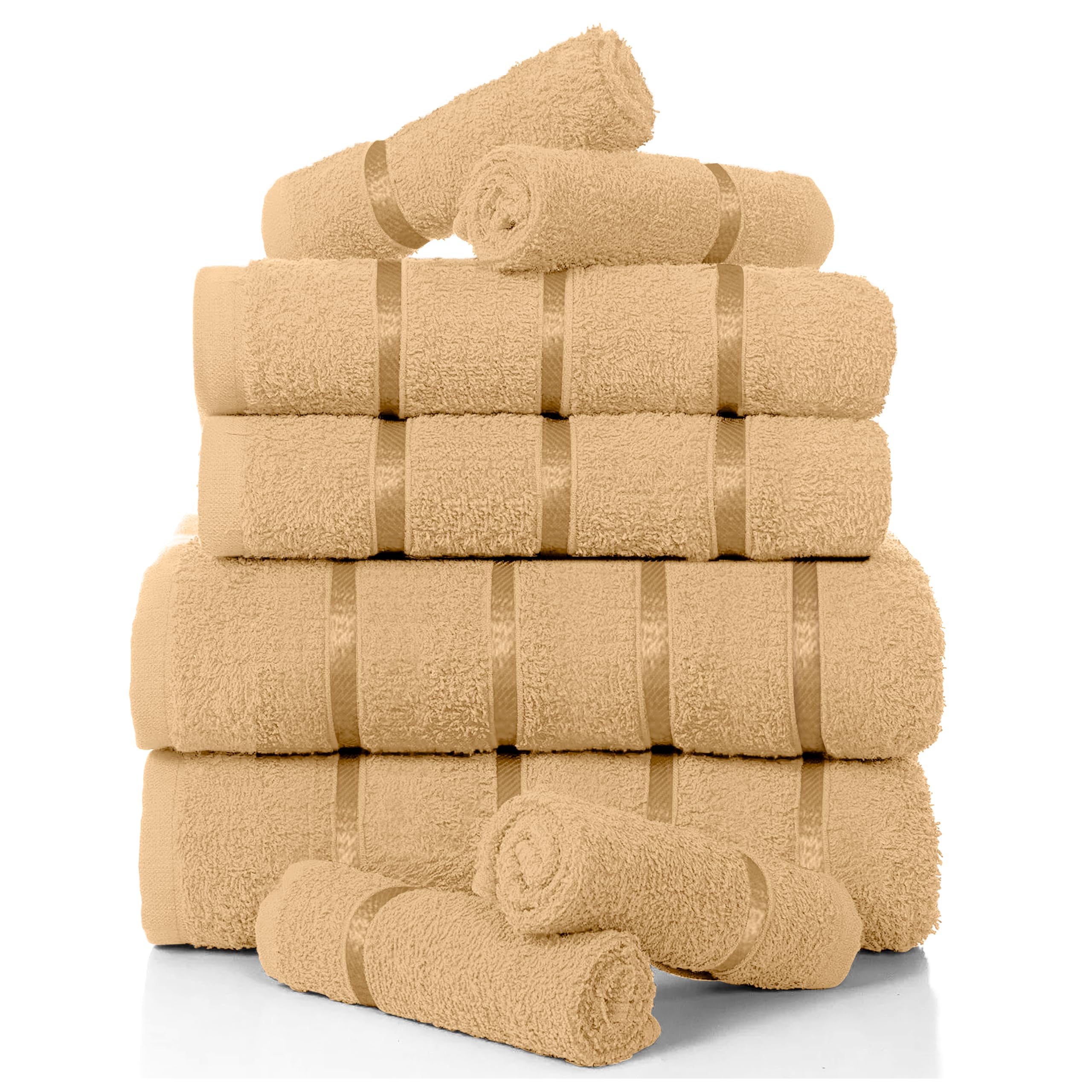 GC GAVENO CAVAILIA Luxury 8 Pack Boston Bale Set, Extra Soft 100% Egyptian Cotton, Highly Absorbent Towel 450 GSM, PEACH, MAIL BAG