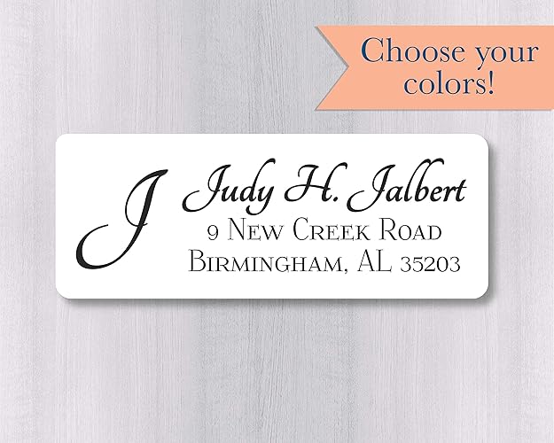 60ct Return Address Labels, Initial Return Address Stickers (310WH) Handmade