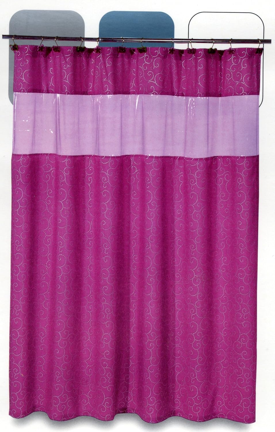 Fuschia Shower Curtain Pink Disco Swirl Amazon In Home Kitchen
