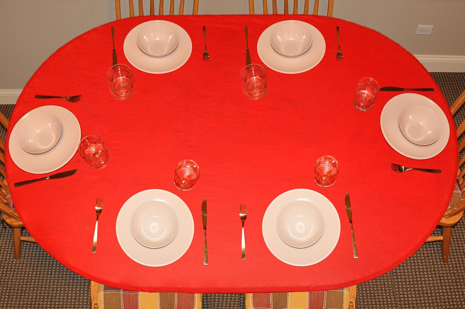 Best oval table cloth vinyl red