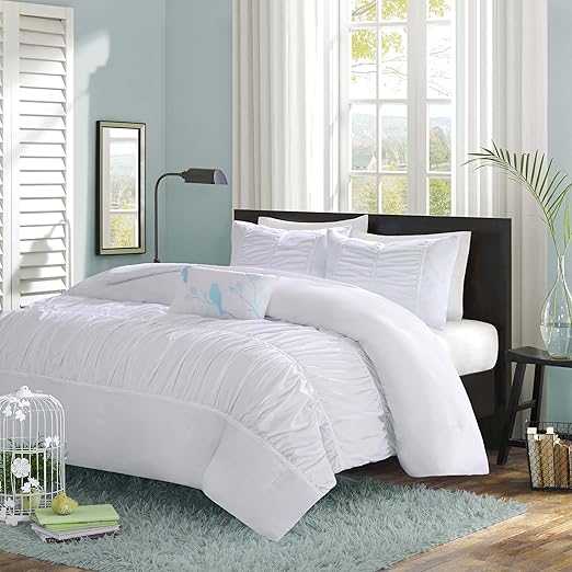 Amazon Com Mi Zone Mirimar Twin Xl Size White Pleated Ruched