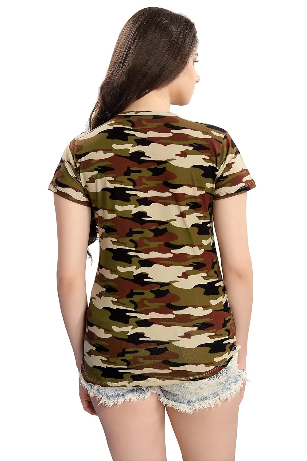 av2 women's cotton camouflage military printed top