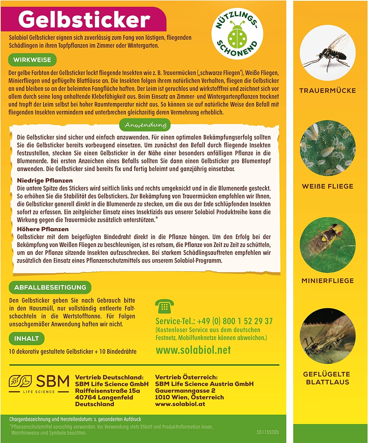 Solabiol Yellow Stickers Insect Repellent with Special Adhesive without Insecticides, Against Mosquitoes, White Flies - Image 3