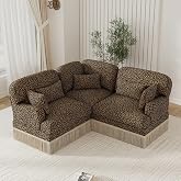 Ctlumh Leopard Modular Sectional Sofa (Classic Brown &amp; Black/2S+1C) | Maximalist Cloud Couch for Living Room, Reversible L to U Shaped Couch with Ottoman, 3-8 Seater Statement Furniture
