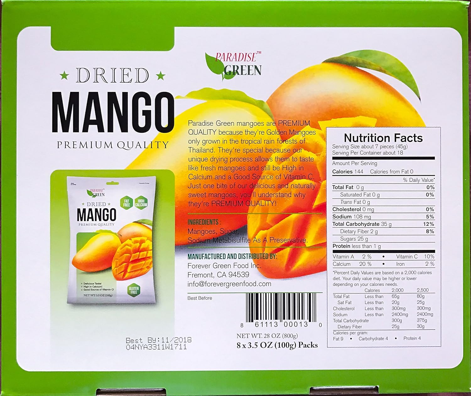 Paradise Green Dried Mango Nutrition Facts Runners High Nutrition