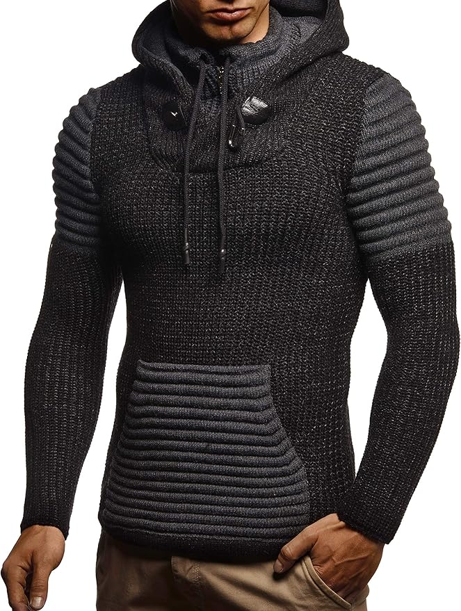 Leif Nelson Heren sweatjack met capuchon slim fit katoenaandeel basic heren hoodie cardigan lange mouwen jongens zwart jack met capuchon voor winter zomer LN6301, ecru, XL