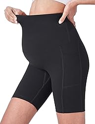 POSHDIVAH 2PCS Black Women's Maternity Yoga Shorts
