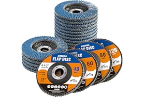 Shawya 20 Pack Zirconia Flap Discs 4 1/2 Sanding Disc for Angle Grinder Assorted 40/60/80/120 Grit Flap Wheels 7/8” Arbor for Sanding,Finishing, T29