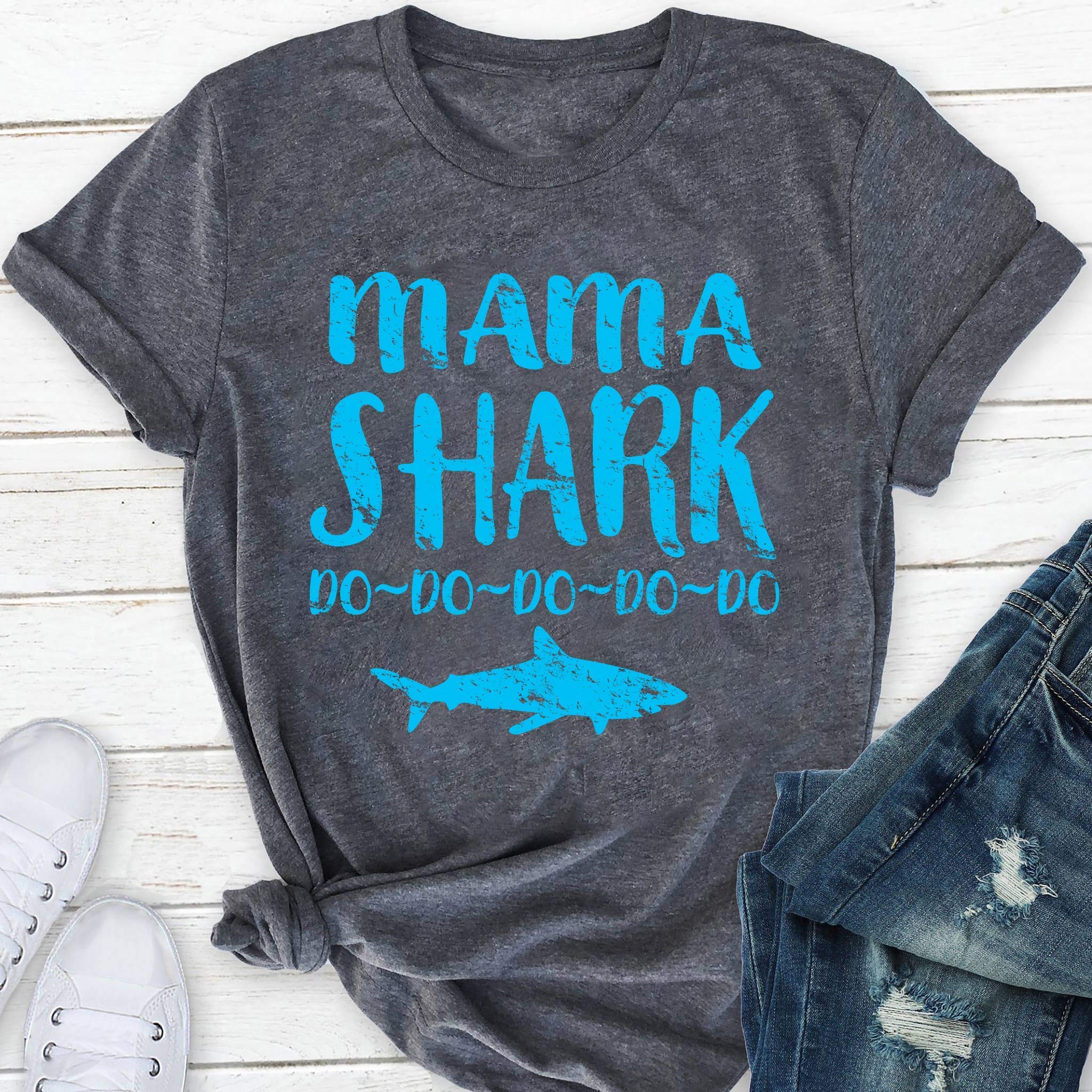 Vintage Mama Shark, Perfect Mother's Day Gifts, Gifts For Mom, New Mom, Retro Mama Shark Style Tee, Mama Graphic, Family Shark, Mothers Day Unisex T Shirt