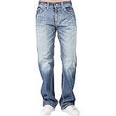 Level 7 Men's Relaxed Bootcut & Relaxed Straight Leg Denim Distressed Jeans with Zipper Pocket