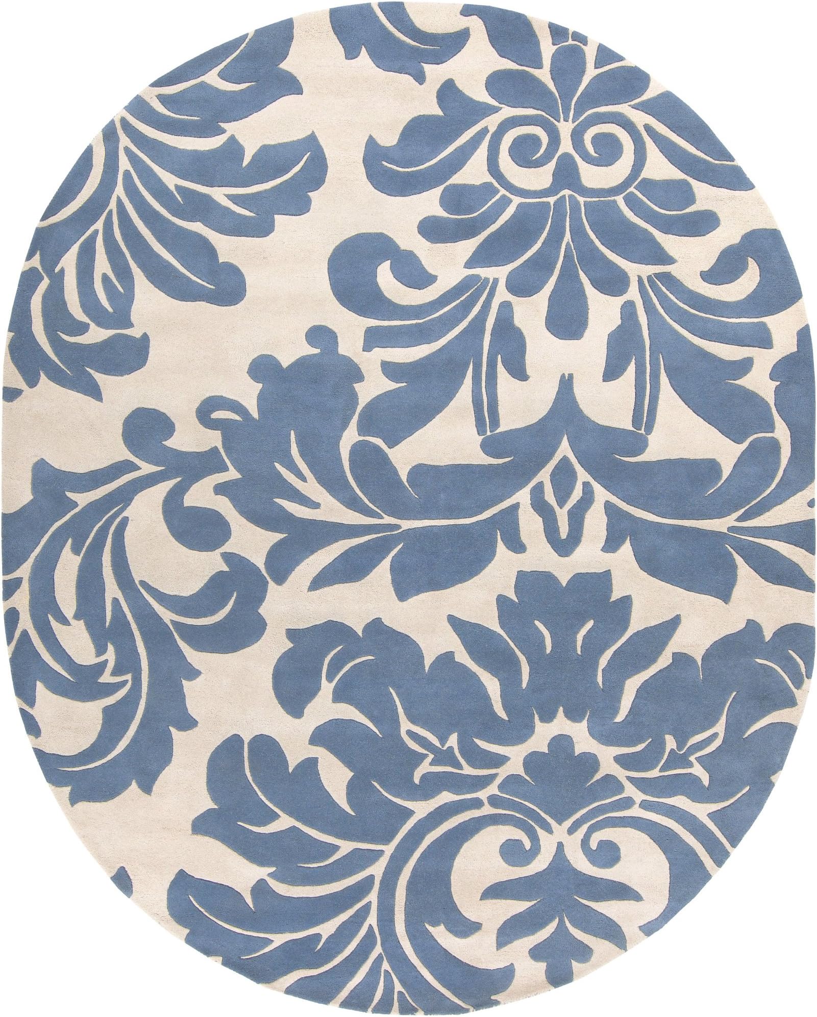 Surya Transitional Plush Pile Oval Hand Tufted Wool Rug, 8-Feet by 10-Feet, Slate Blue
