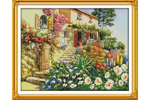 Joy Sunday Cross Stitch Kits 14CT Counted Garden Villa 19.69" x15.75 or 50cmx40cm Easy Patterns Embroidery for Girls Crafts D