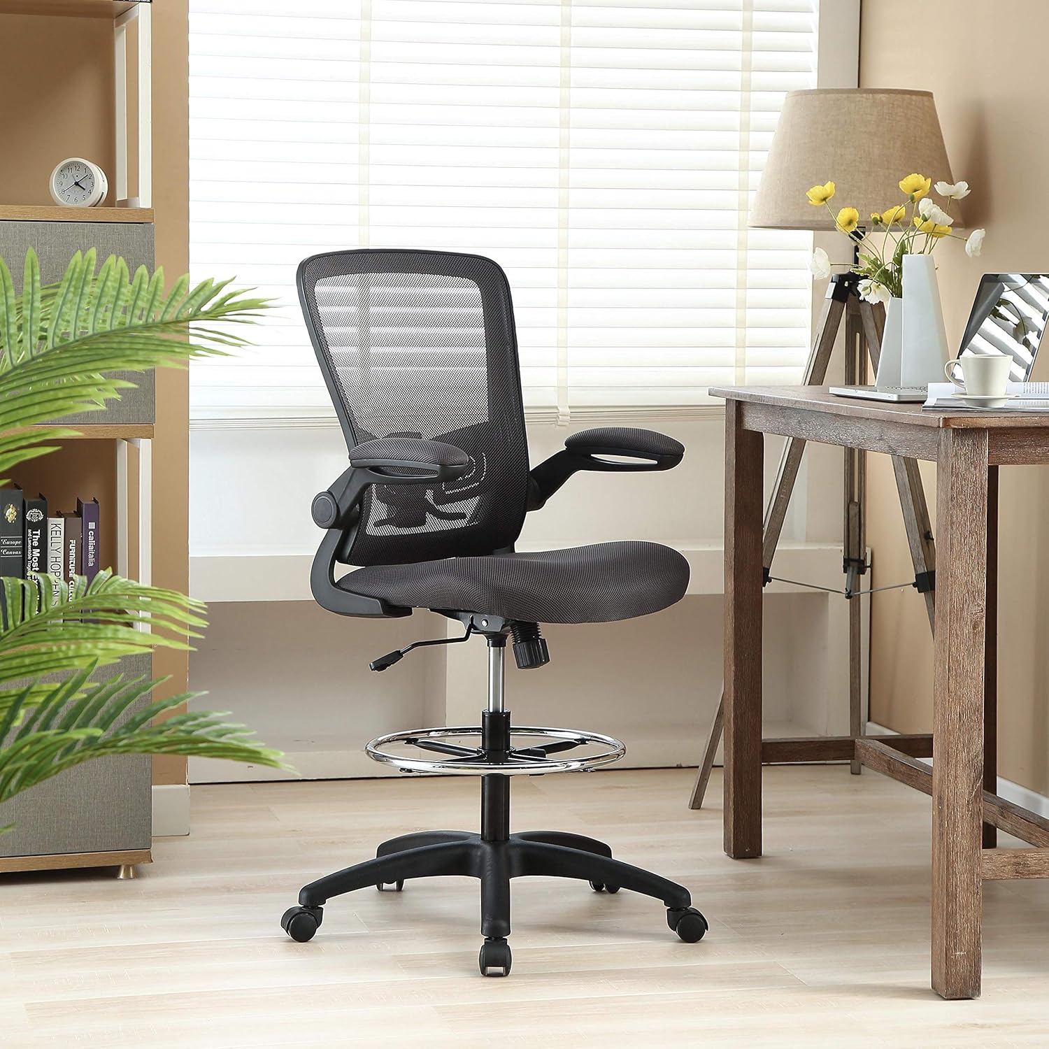 Naomi Home Serena Mesh Drafting Chair, Tall Office Chair for Standing Desk Gray/Black