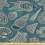 Ambesonne Sea Shells Fabric by The Yard, Nautical