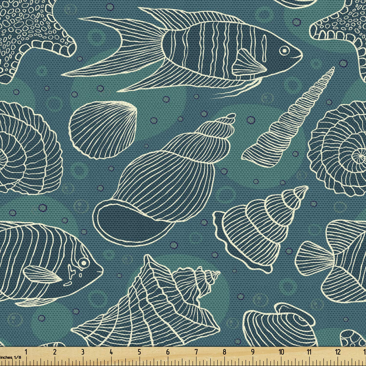Ambesonne Sea Shells Fabric by The Yard, Nautical