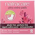 Natracare Ultra Extra Pads with Wings, Regular, Individually Wrapped, Made with Certified Organic Cotton, Ecologically Certified Cellulose Pulp and Plant Starch (1 Pack, 12 Pads Total)