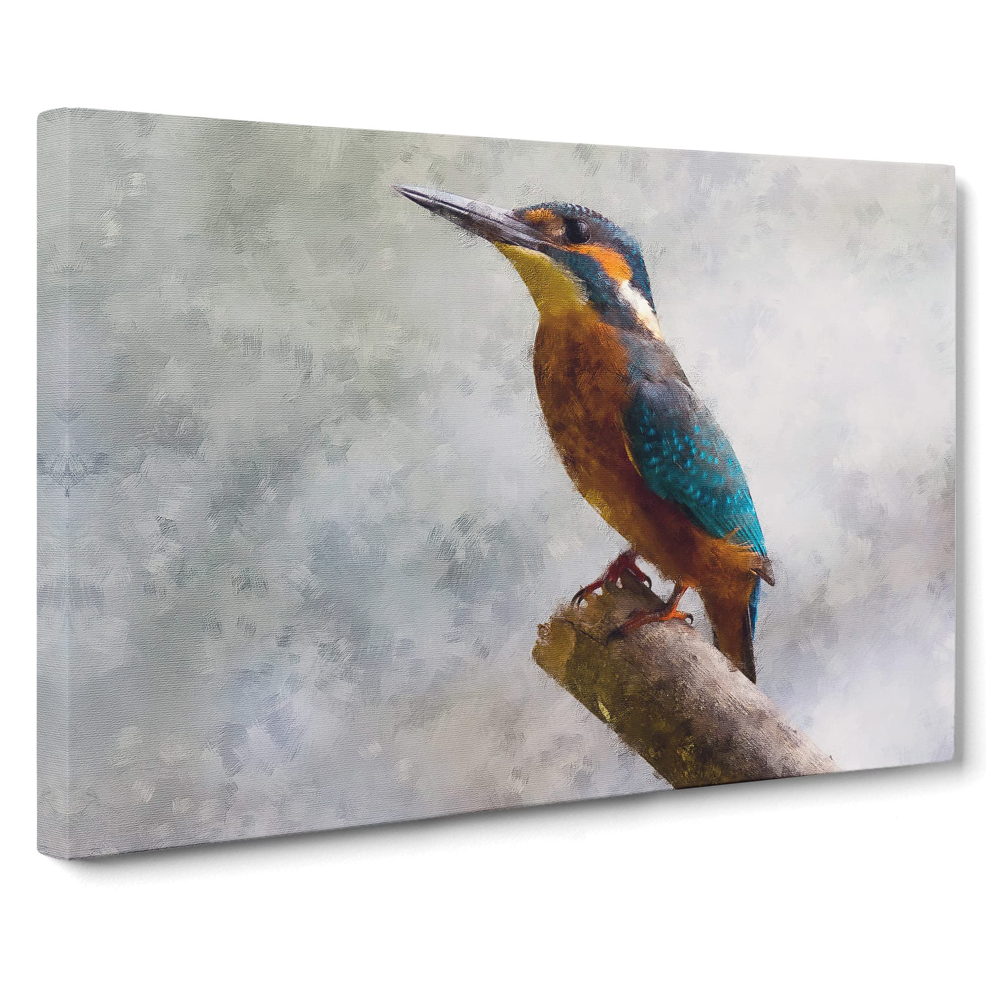 Graceful Kingfisher Bird Canvas Print | Gallery Wrapped 30mm Frame Wall Art | 20x14 inches | Ready to Hang | Modern Animals Picture | Living Room Bedroom Lounge Office