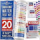 bestprod All-New 20 in 1 Drinking Water Testing Kit 120 Strips, Home Tap and Well Water Test Kit for Hardness, Lead, Iron, Co