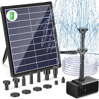 Biling 6W Solar Water Pump with 3000mAh Battery Backup 10 Nozzles Garden Pond